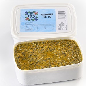 This image is showing a 1kg box with yellow colour fruit pulp