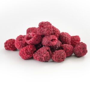 The image is showing the 200g pink colour whole raspberry