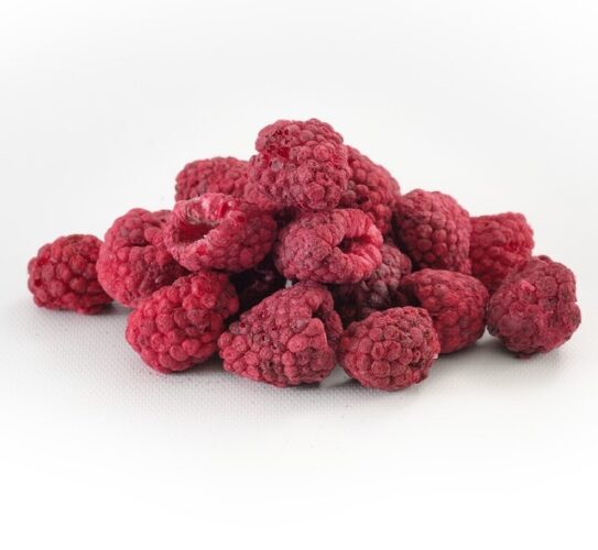 The image is showing the 200g pink colour whole raspberry