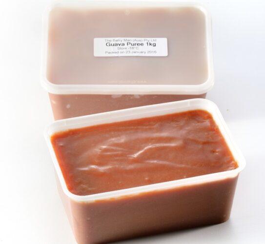 This image is showing 2 translucent boxes of Guava puree