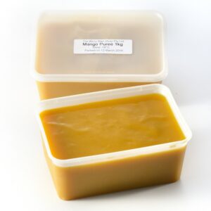 This image is showing 2 translucent boxes of mango puree