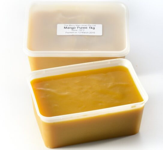 This image is showing 2 translucent boxes of mango puree