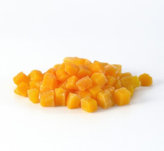 The image is showing 15kg diced peaches